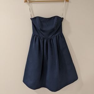 David's Bridal | strapless navy bridesmaid dress